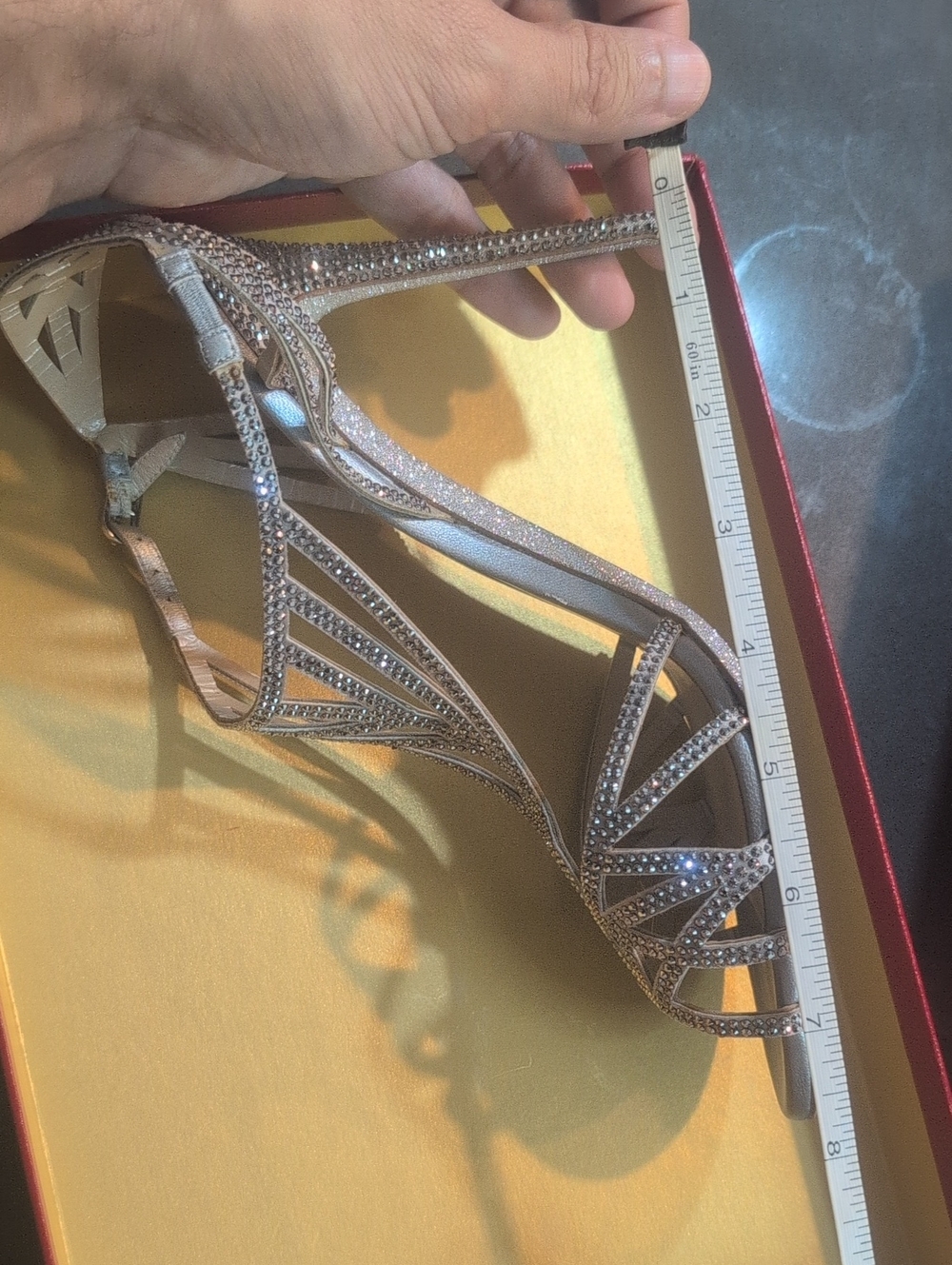 Rene Caovilla Silver Crystal-Strap Evening Sandal - Picture 4 of 8